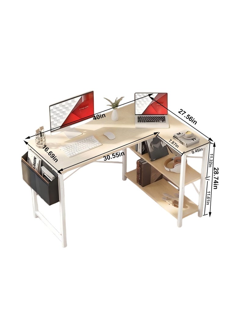 ZUIHAO L Shaped Desk Gaming Desk 40 Inch Computer Desk with Storage Shelves Corner Desk Home Office Desks with Storage Bag - Image 5